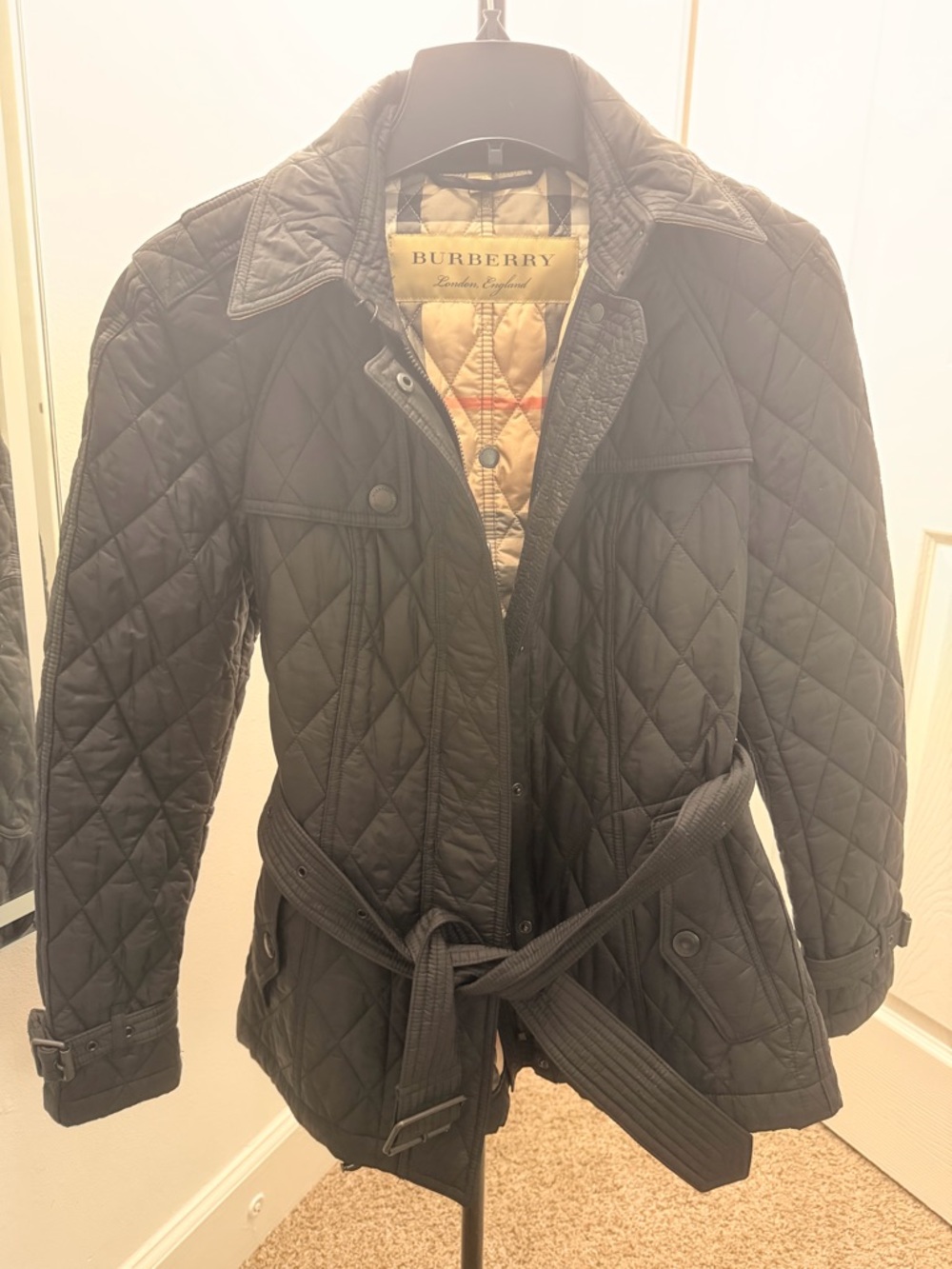Burberry Black Quilted Belted Puffer Jacket